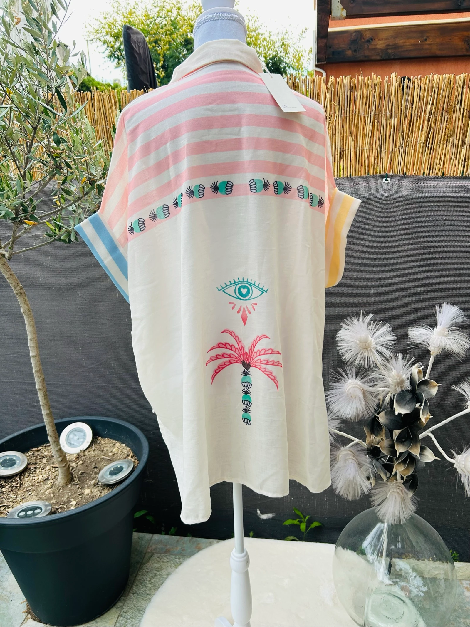 Oversized bohemian blouse with  motif 36-48 – photo 9